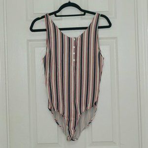 ANINE BING Stripped Buttoned Bodysuit (Size M)